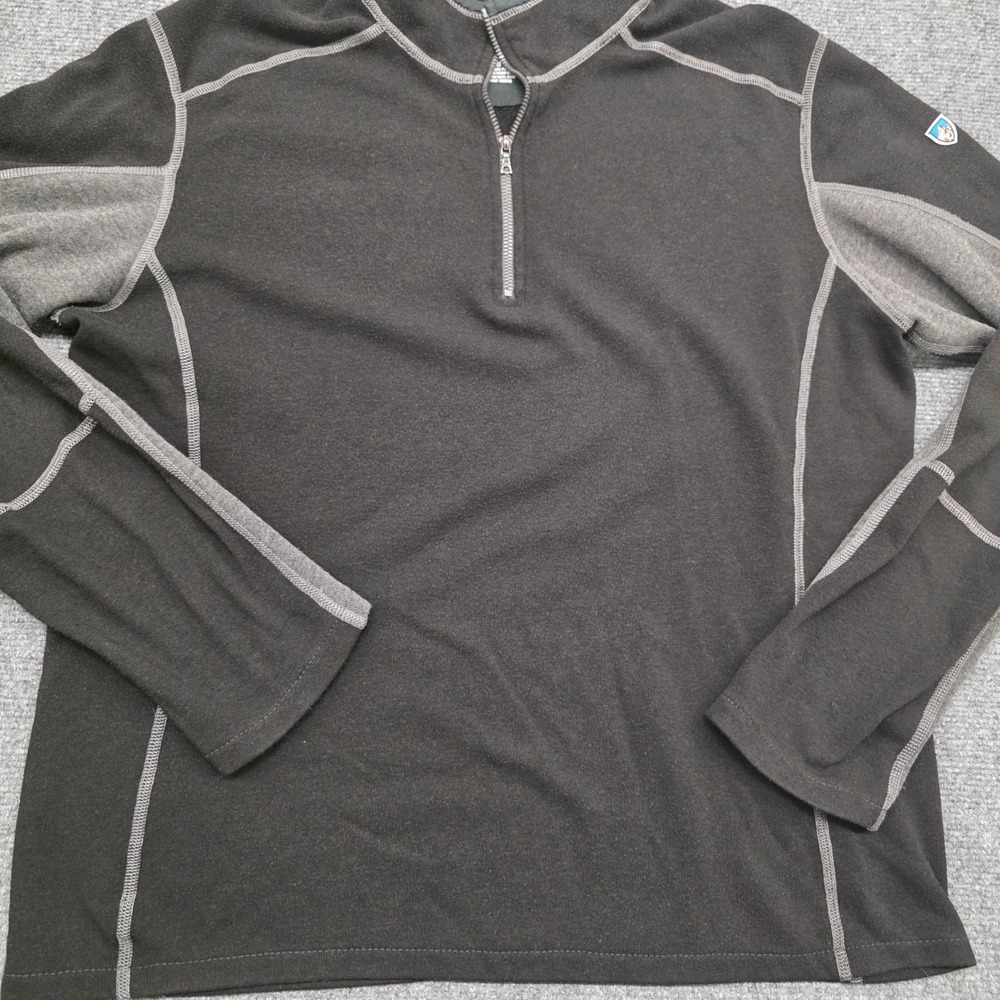 Kuhl Kashmira Mens Large Black Gray 1/4 Zip Fleece Pullover Sweater RN 103846 - Picture 5 of 13